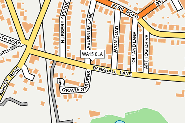 WA15 0LA map - OS OpenMap – Local (Ordnance Survey)