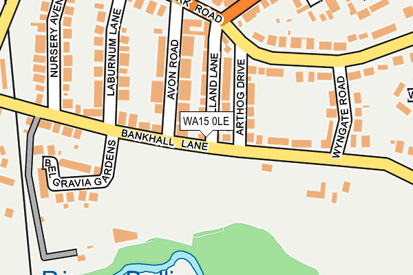 WA15 0LE map - OS OpenMap – Local (Ordnance Survey)