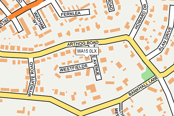 WA15 0LX map - OS OpenMap – Local (Ordnance Survey)