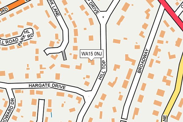 WA15 0NJ map - OS OpenMap – Local (Ordnance Survey)