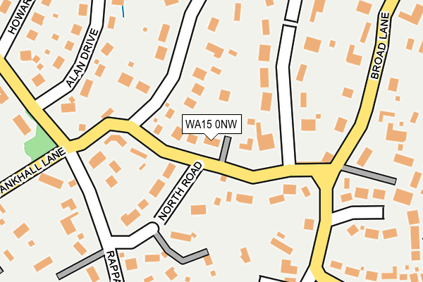 WA15 0NW map - OS OpenMap – Local (Ordnance Survey)