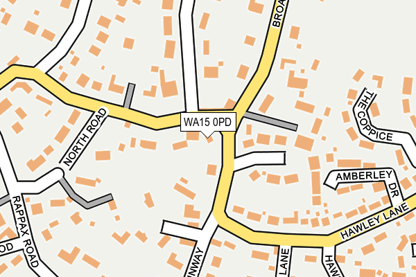 WA15 0PD map - OS OpenMap – Local (Ordnance Survey)