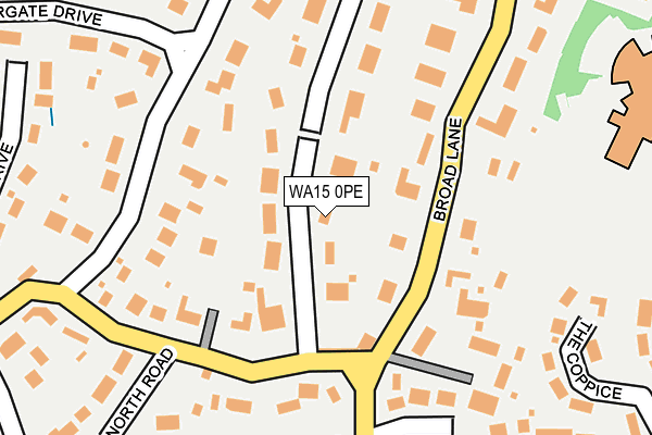 WA15 0PE map - OS OpenMap – Local (Ordnance Survey)