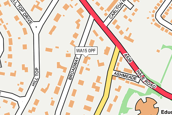 WA15 0PF map - OS OpenMap – Local (Ordnance Survey)