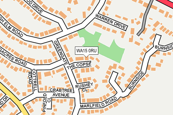 WA15 0RU map - OS OpenMap – Local (Ordnance Survey)