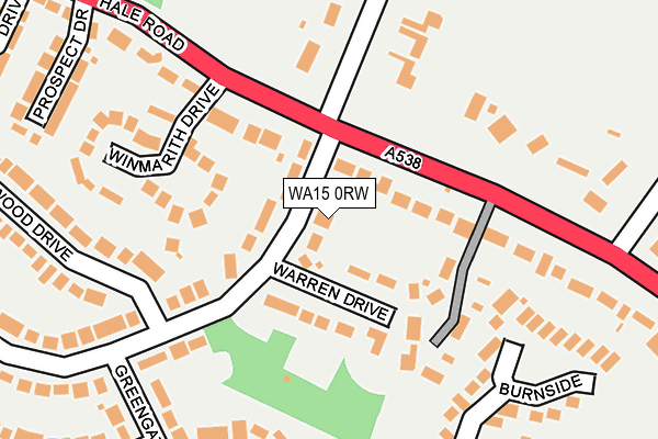 WA15 0RW map - OS OpenMap – Local (Ordnance Survey)