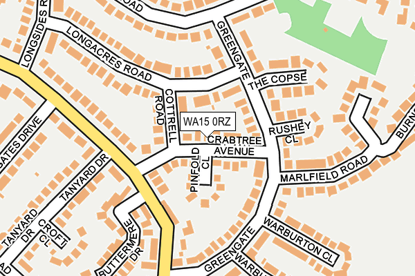 WA15 0RZ map - OS OpenMap – Local (Ordnance Survey)