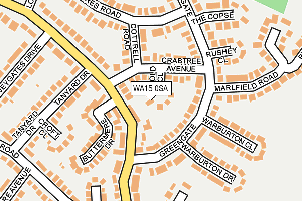 WA15 0SA map - OS OpenMap – Local (Ordnance Survey)