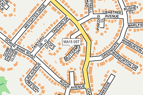 WA15 0ST map - OS OpenMap – Local (Ordnance Survey)