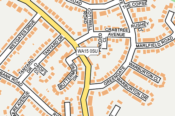 WA15 0SU map - OS OpenMap – Local (Ordnance Survey)