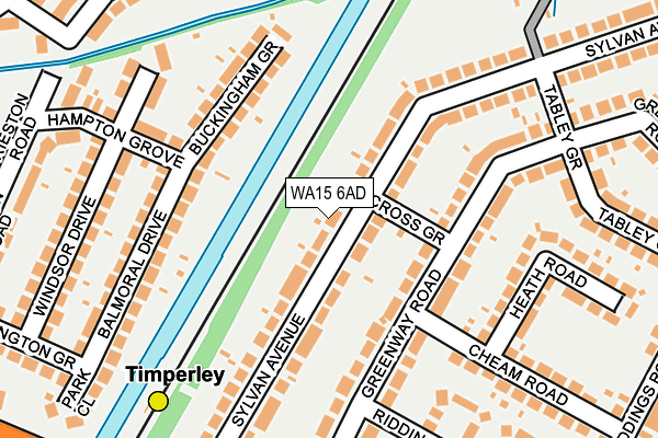 WA15 6AD map - OS OpenMap – Local (Ordnance Survey)