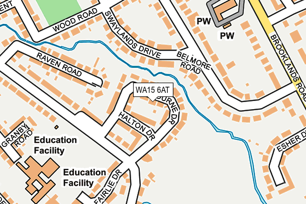 WA15 6AT map - OS OpenMap – Local (Ordnance Survey)