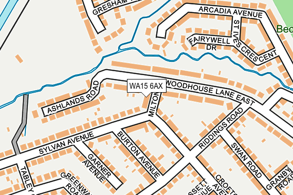WA15 6AX map - OS OpenMap – Local (Ordnance Survey)