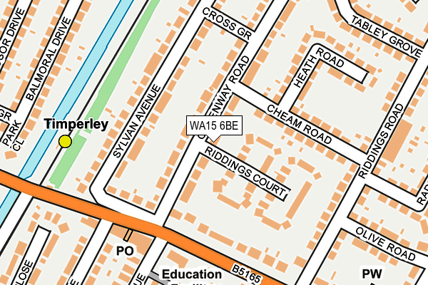 WA15 6BE map - OS OpenMap – Local (Ordnance Survey)
