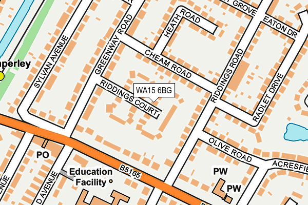 WA15 6BG map - OS OpenMap – Local (Ordnance Survey)