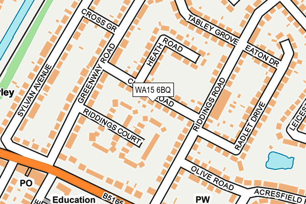 WA15 6BQ map - OS OpenMap – Local (Ordnance Survey)