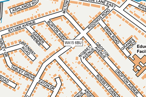WA15 6BU map - OS OpenMap – Local (Ordnance Survey)