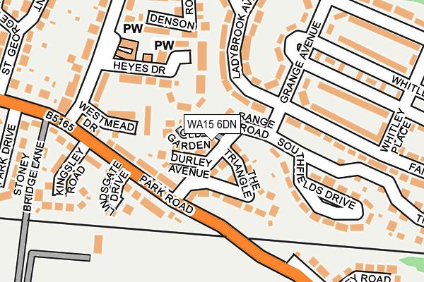 WA15 6DN map - OS OpenMap – Local (Ordnance Survey)