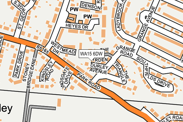 WA15 6DW map - OS OpenMap – Local (Ordnance Survey)