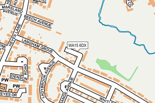 WA15 6DX map - OS OpenMap – Local (Ordnance Survey)