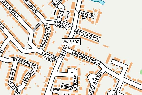 WA15 6DZ map - OS OpenMap – Local (Ordnance Survey)
