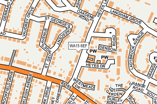 WA15 6EF map - OS OpenMap – Local (Ordnance Survey)