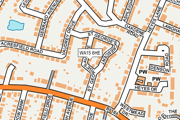 WA15 6HE map - OS OpenMap – Local (Ordnance Survey)