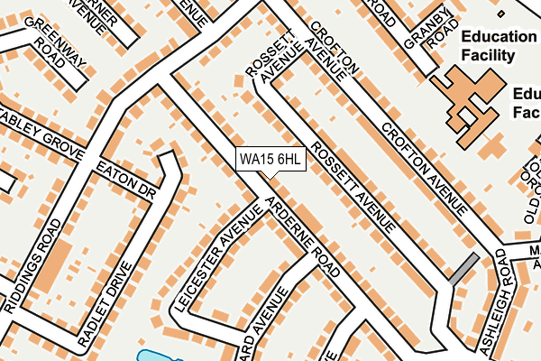 WA15 6HL map - OS OpenMap – Local (Ordnance Survey)