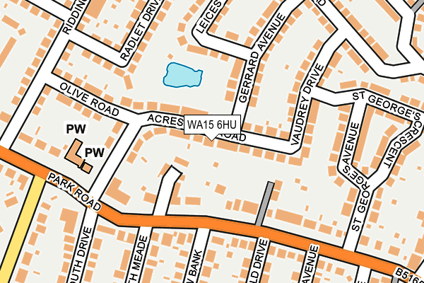 WA15 6HU map - OS OpenMap – Local (Ordnance Survey)