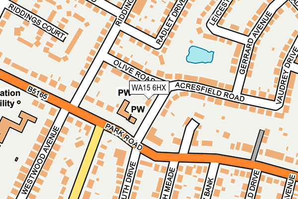 WA15 6HX map - OS OpenMap – Local (Ordnance Survey)