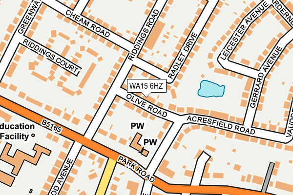 WA15 6HZ map - OS OpenMap – Local (Ordnance Survey)