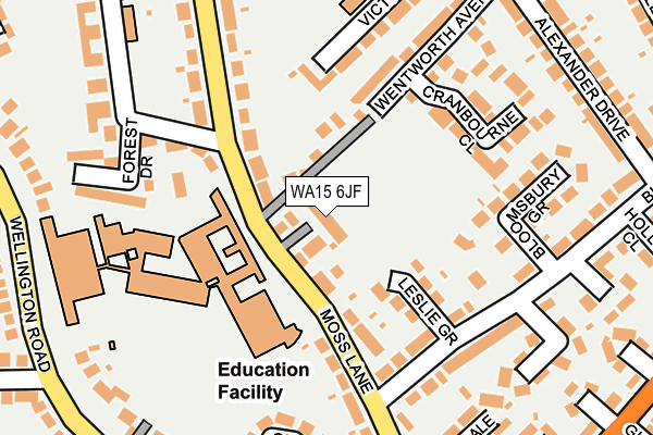 WA15 6JF map - OS OpenMap – Local (Ordnance Survey)