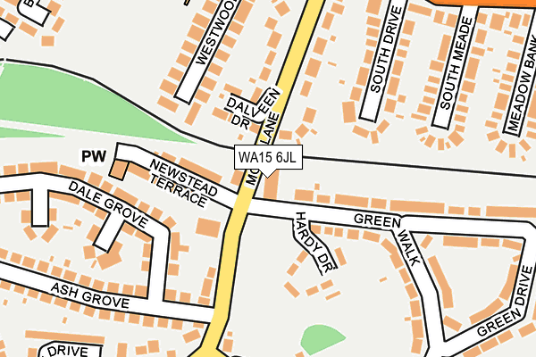 WA15 6JL map - OS OpenMap – Local (Ordnance Survey)