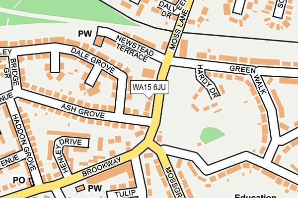 WA15 6JU map - OS OpenMap – Local (Ordnance Survey)