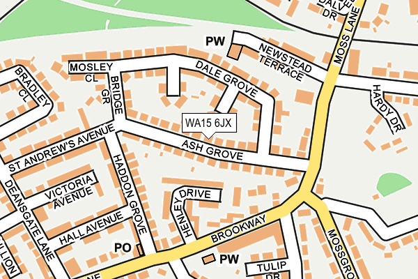 WA15 6JX map - OS OpenMap – Local (Ordnance Survey)