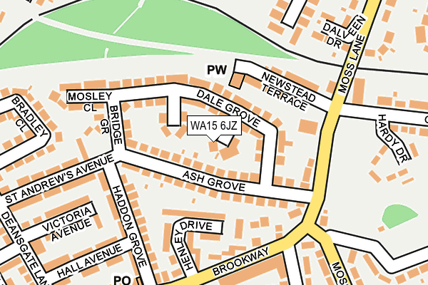 WA15 6JZ map - OS OpenMap – Local (Ordnance Survey)