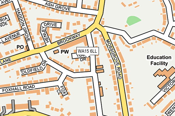 WA15 6LL map - OS OpenMap – Local (Ordnance Survey)