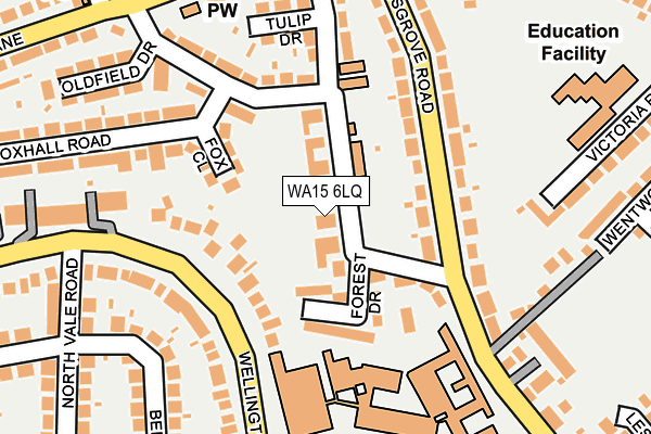 WA15 6LQ map - OS OpenMap – Local (Ordnance Survey)