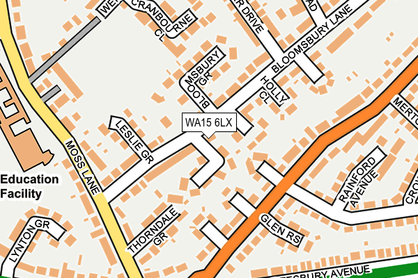 WA15 6LX map - OS OpenMap – Local (Ordnance Survey)