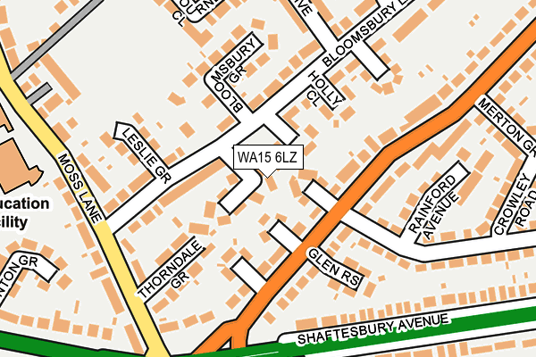 WA15 6LZ map - OS OpenMap – Local (Ordnance Survey)