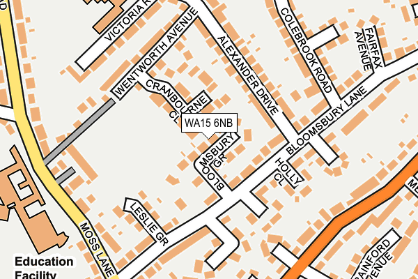 WA15 6NB map - OS OpenMap – Local (Ordnance Survey)