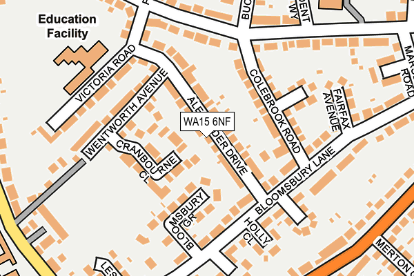 WA15 6NF map - OS OpenMap – Local (Ordnance Survey)