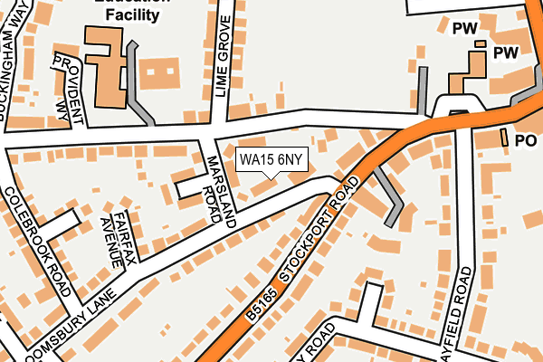 WA15 6NY map - OS OpenMap – Local (Ordnance Survey)