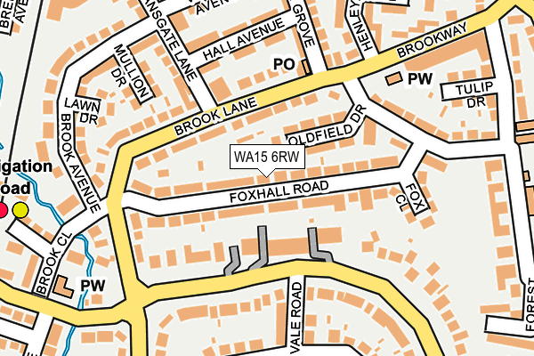 WA15 6RW map - OS OpenMap – Local (Ordnance Survey)