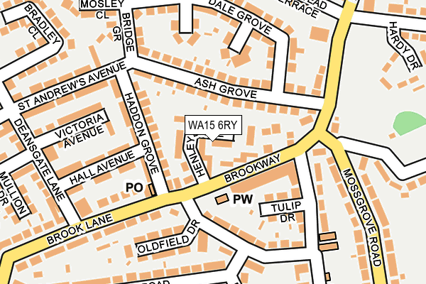 WA15 6RY map - OS OpenMap – Local (Ordnance Survey)
