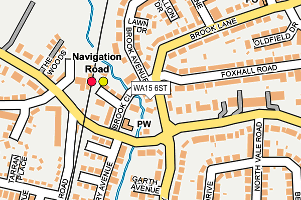 WA15 6ST map - OS OpenMap – Local (Ordnance Survey)