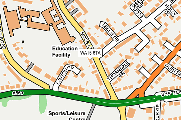 WA15 6TA map - OS OpenMap – Local (Ordnance Survey)