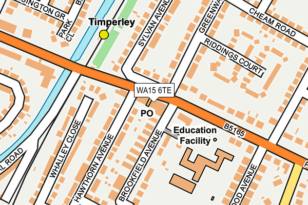 WA15 6TE map - OS OpenMap – Local (Ordnance Survey)