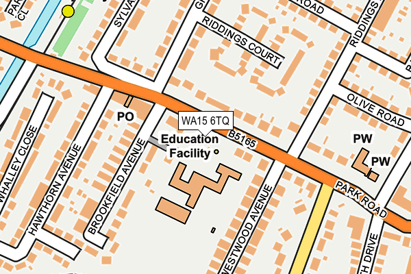 WA15 6TQ map - OS OpenMap – Local (Ordnance Survey)