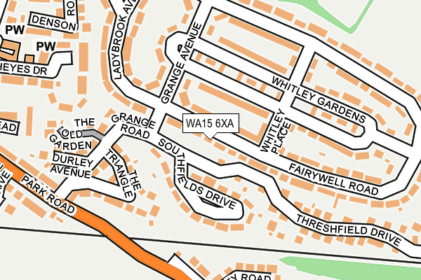 WA15 6XA map - OS OpenMap – Local (Ordnance Survey)